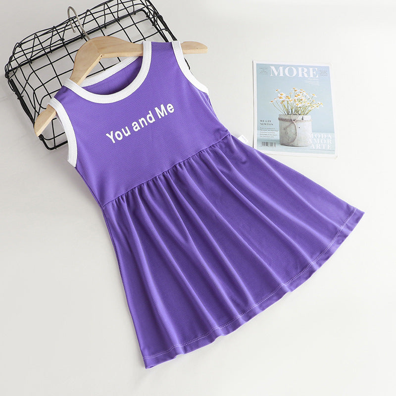 Wholesale 2023 Girls Summer Ice Silk Letter Dress